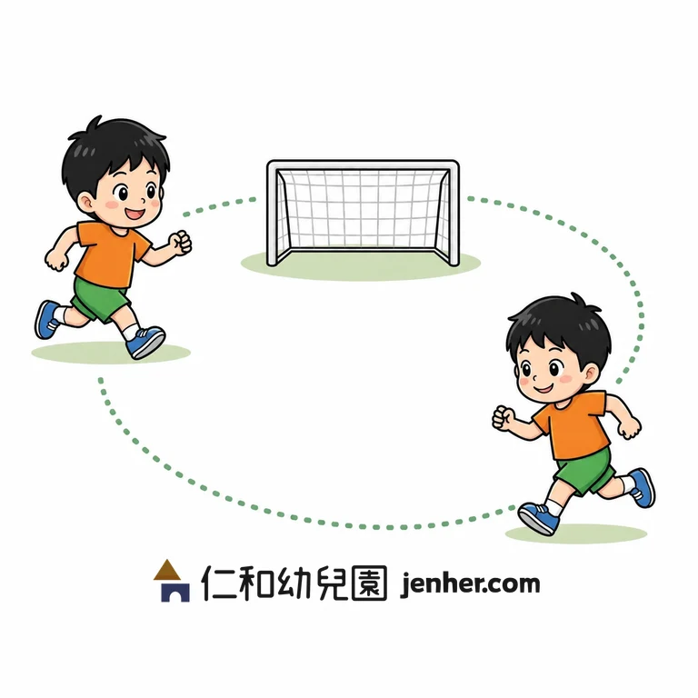アクティビティ 8-3: カラーコーンぐるっと回りダッシュ＆減速ターン イラスト