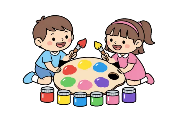 豐富繽紛顏色色水畫畫插圖