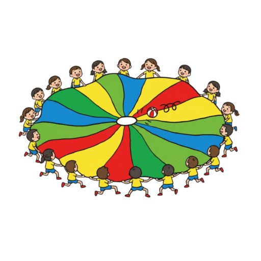 21-8 飛魚：放一個球在氣球傘上，全體成氣球傘坐姿，然後讓球在傘上滾動，但不可觸及手或掉下。如有失誤者，由全員決定誰是失誤者，給予扣分。同時，爲提高興趣，可以訂失分之多寡，如老鼠1分，貓2分，老虎3分，獅子4分，大象5分等。