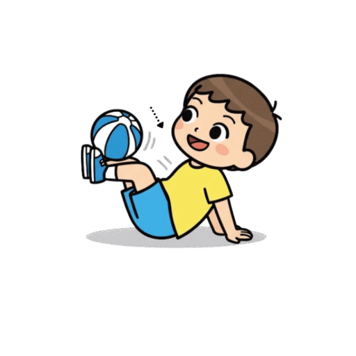 4-15 兩腳伸直，用雙腳來滾動球