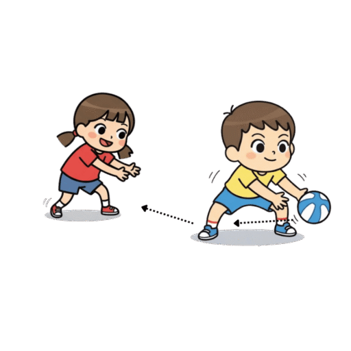 4-22 將球由雙腳下彈給下一位