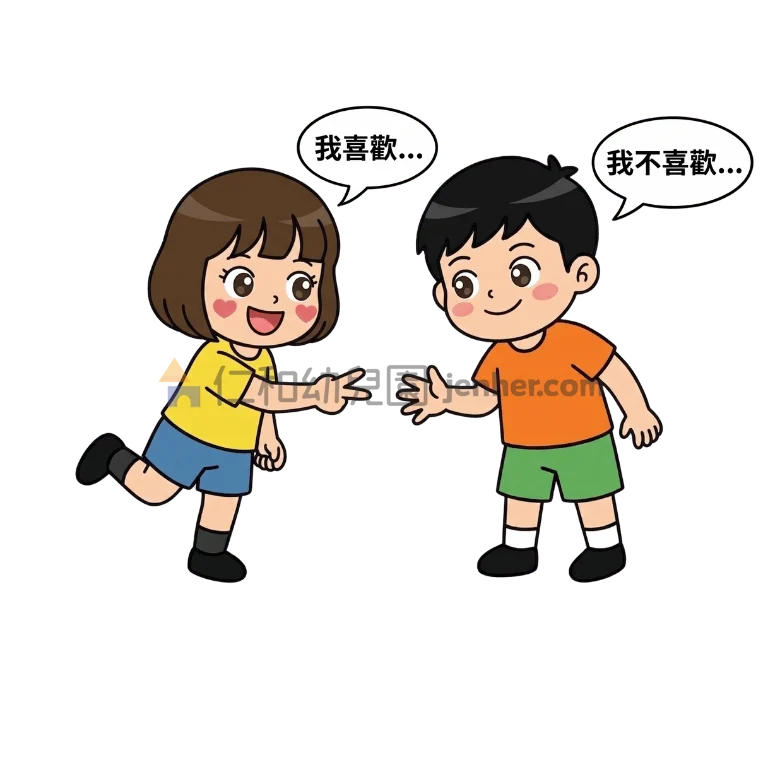 1-24 喜歡與不喜歡的猜拳，赢的人可以說喜歡的東西；輸的人說不喜歡的東西。