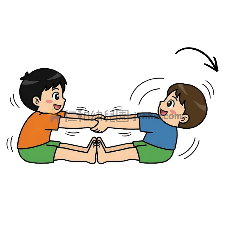 16-20 腳底對腳底，手拉手，一邊向後躺下