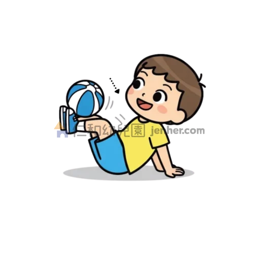 幼兒球類遊戲圖解：幼兒雙腳伸直用腳背腳掌滾動球體