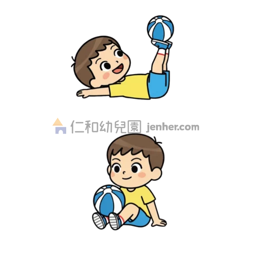 幼兒球類遊戲圖解：幼兒嘗試將球平穩停留在腳背或腳底上