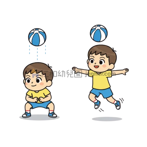 幼兒球類遊戲圖解：幼兒用頭部輕頂空中懸停或輕拋的球